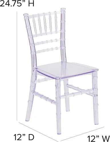 Miniatura 3 de Flash Furniture Silla Chiavari para Niños de Resina de Cristal Transparente para Fiestas y Eventos para Uso Comercial y Residencial
