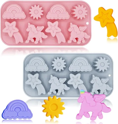 Miniatura 10 de Paquete de 2 moldes de silicona para baby shower, 35 cavidades para pies de bebé, con botella 3D, para chupete, patrón de oso carruaje para fiesta