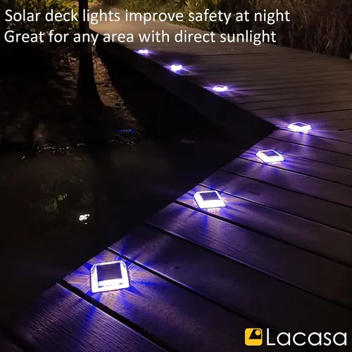 Miniatura 8 de Lacasa Luz Solar para Exteriores, Juego de 4 Piezas, 30LM, IP68 Resistente al Agua, Luz Solar de Jardín Automática de Encendido/Apagado para Paquete