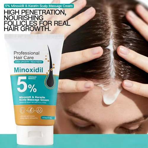 Miniatura 3 de Crema de masaje para el cuero cabelludo de minoxidil al 5%, minoxidil para hombres y mujeres, suero de crecimiento del cabello, minoxidil