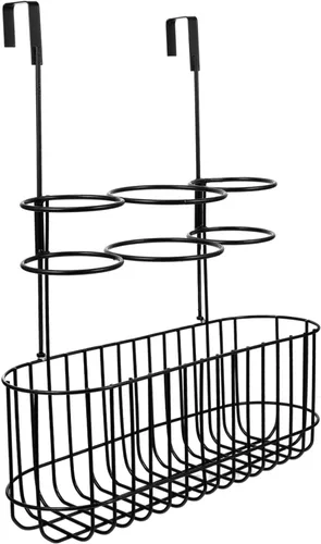 Housoutil Soporte para secador de pelo, soporte para soplador de pelo de metal, organizador de despensa para colgar sobre la puerta, soporte de