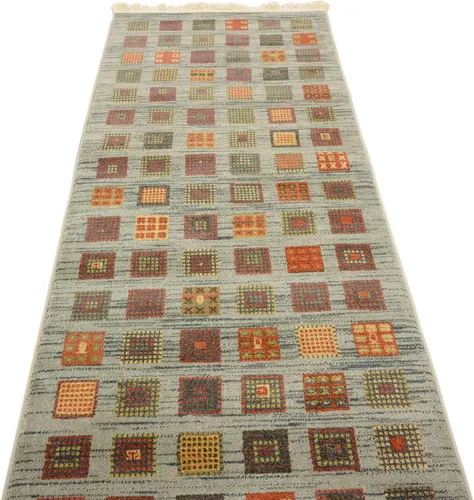 Miniatura 7 de Unique Loom Fars Collection - Alfombra moderna clásica de diseño geométrico inspirado en tribal, 2 pies 7 pulgadas x 10 pies 0 pulgadas, azul