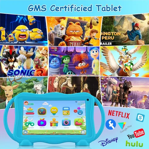 Miniatura 3 de Trayoo Tableta infantil de 7 pulgadas para niños de 3 a 12 años, tableta de 32 GB para niños pequeños con doble cámara, control parental, funda Azul