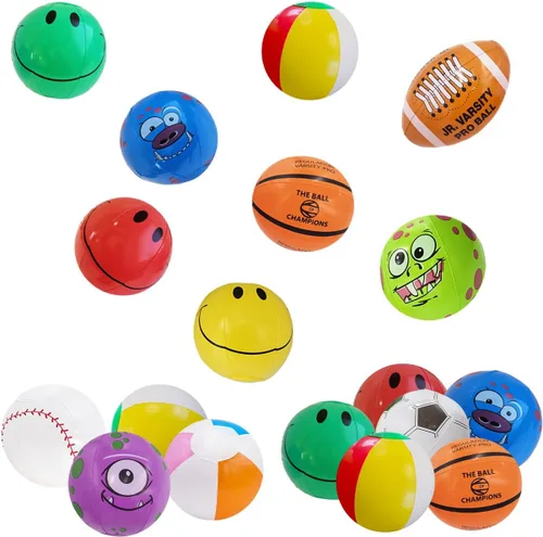 Miniatura 3 de The Dreidel Company Surtido de pelotas de playa, varios diseños para fiestas en la piscina, cumpleaños, juguete divertido de verano, 6 pulgadas