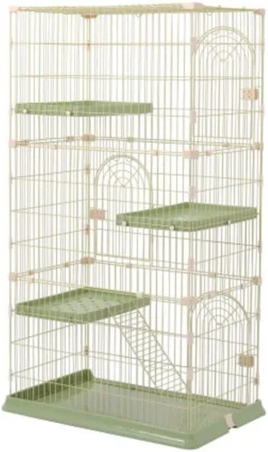 Miniatura 11 de BTM Jaula para gatos, 3 niveles, elegante, casa para gatos, casa para gatos, en casa con escalera, protección, prevención de escapes, fácil montaje