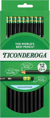 Miniatura 10 de Ticonderoga - Lápices 2 HB suave, negro Con revestimiento de madera Sin afilar Total de 24