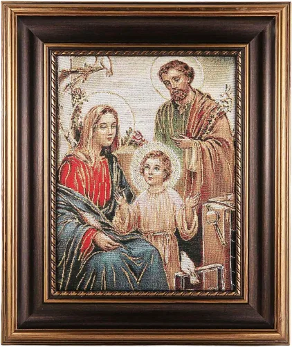 Miniatura 11 de HZMAN Pintura de Jesús María y José de la Santa Familia, tejido retro hecho a mano, póster de personaje de la familia sagrada para pared, marcos