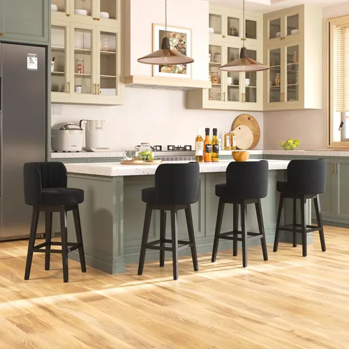 Miniatura 20 de COCO DESIGN - Juego de 2 taburetes de bar giratorios, 24" de altura del asiento, taburetes de bar de estilo moderno de mediados de siglo
