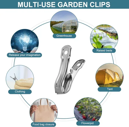 Miniatura 7 de 40 piezas de clips de jardín, abrazaderas de acero inoxidable resistentes para invernadero, clips para malla de invernadero, tienen un agarre fuerte