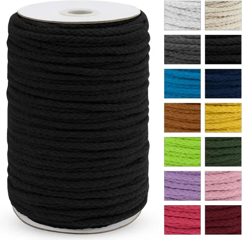 JeogYong Cuerda trenzada de macramé de 5mm x 295 pies, cuerda de algodón trenzada natural de 8 hebras, cuerda de cordón con cordón de colores para