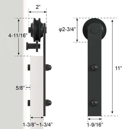 Miniatura 6 de Kit de herraje para puerta de granero WINSOON de 4 pies: kit de herraje para puerta corredera única - kit de riel de puerta de granero negro