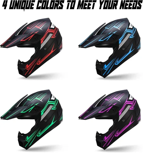 Miniatura 7 de Oryxearth Casco de Dirt Bike con certificado DOT, casco de motocicleta todoterreno para adultos con gafas, guantes y máscara con tamaño M/L
