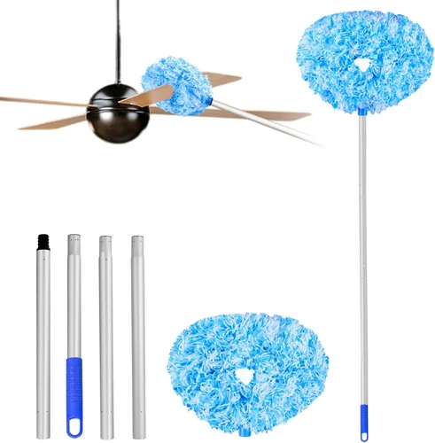 Miniatura 9 de Limpiador de ventilador de techo reutilizable de microfibra para ventilador de techo, limpiador extraíble con poste de extensión que se ajusta de 13