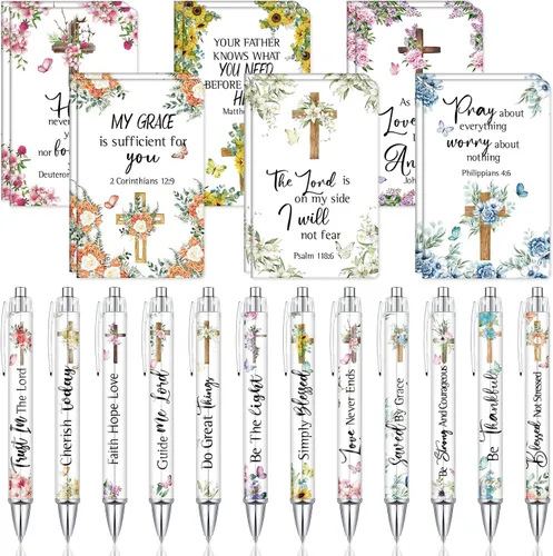 Miniatura 11 de Colarr 24 juegos de regalos cristianos a granel para mujeres, bolígrafos con versículos bíblicos de Navidad, cuadernos, bolígrafos religiosos