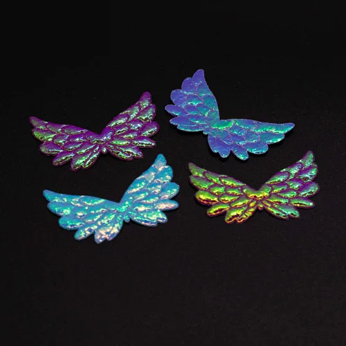 Miniatura 9 de AUEAR, Paquete de 60 pequeñas alas de ángel en relieve, apliques iridiscentes con purpurina para manualidades, varios
