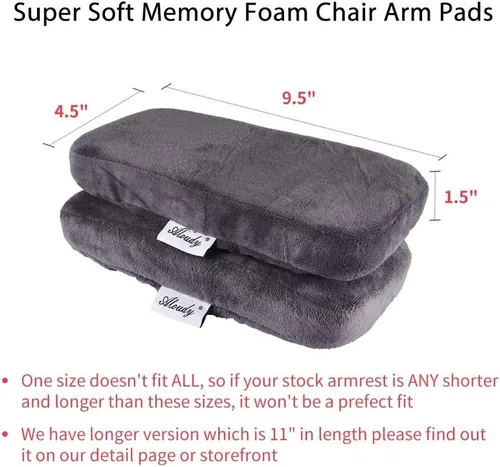 Miniatura 2 de Aloudy Almohadillas ergonómicas de espuma viscoelástica para silla de oficina, cómodas fundas para reposabrazos de silla de juegos para codos y gris