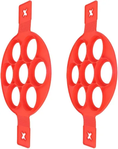 Miniatura 6 de Molde para freír huevos, 2 anillos de silicona antiadherentes para hacer panqueques, molde de tortilla para cocinar con asas para huevos