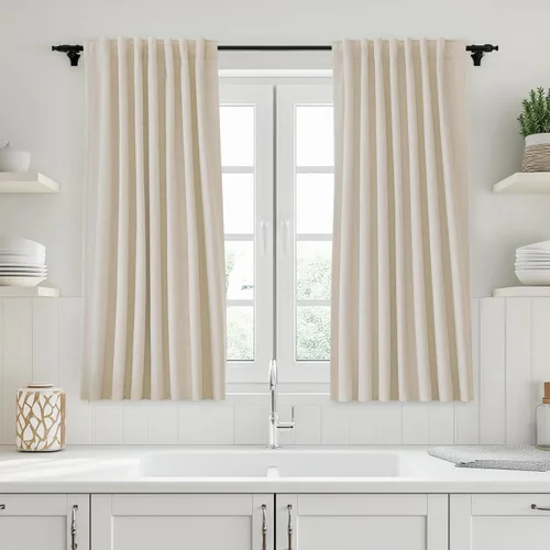 Miniatura 108 de UHITECH Cortinas cortas de lino de 24 pulgadas de largo para ventanas pequeñas de granja, cortinas opacas modernas para sala de estar, pestañas