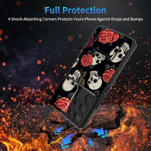 Miniatura 202 de Funda para Samsung Galaxy S22 Ultra 5G, Galaxy S22 Ultra con cubierta de cámara deslizante, funda resistente de doble capa con función atril Black