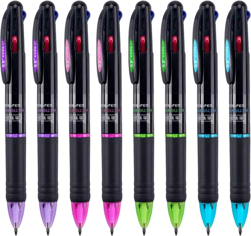 Miniatura 8 de Bribobo Paquete de 4 Bolígrafos Multicolor 4 en 1 de 0.7mm Retráctiles de Colores Bolígrafos de Regalo para Oficina, Suministros Escolares, Regalo