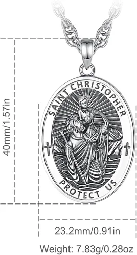 Miniatura 101 de CELESTIA Medallas de plata de ley 925 San Miguel/San Cristóbal/San Benito/San Gabriel/Virgen María/Jesús/Caravaca/Metatrón/Sello de los Siete