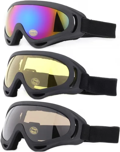 Miniatura 8 de Gafas de esquí, paquete de 3 gafas de nieve para hombres, mujeres, niños y jóvenes, protección UV400 para esquí y snowboard