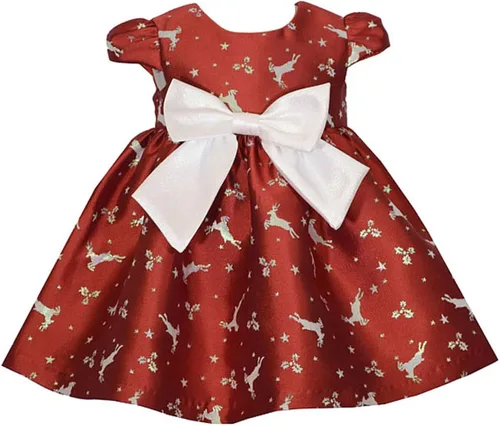 Bonnie Jean Vestido navideño para niña, vestido rojo con chaqueta de piel sintética blanca para bebés y niñas pequeñas