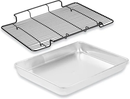 Miniatura 8 de Baker's Secret Bandeja grande para asar no tóxica de 18" con estante, asador 100% de aluminio reciclado, sartén para asar pavo, verduras, aves - La