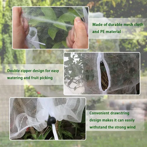 Miniatura 3 de Cubierta para plantas de jardín, bolsas de red de protección para plantas con cremallera, cubierta de red para árboles frutales, bolsas de malla