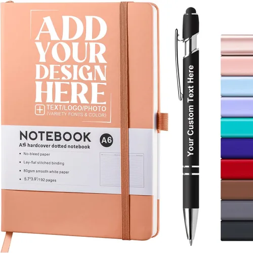 Miniatura 10 de Cuaderno personalizado con bolígrafo, cuaderno A6 personalizable con logotipo/texto/imagen personalizados para el trabajo, la escuela, 192 páginas
