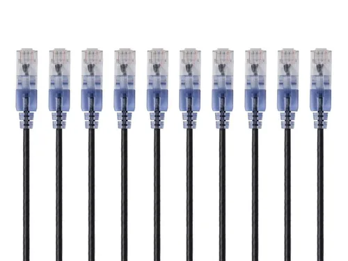 Miniatura 11 de Monoprice Cat6A - Cable de conexión Ethernet de 6 pulgadas, negro, UTP, 30 AWG, 10G, cable de cobre puro desnudo, sin enganche, RJ45, serie SlimRun