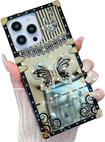 Miniatura 37 de Bonita funda compatible con Samsung Galaxy S22 Ultra, soporte plegable de lujo con diseño de mariposa brillante para mujeres y niñas, funda Blanco