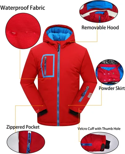 Miniatura 5 de PHIBEE - Chaqueta de esquí para niño grande, impermeable, transpirable.