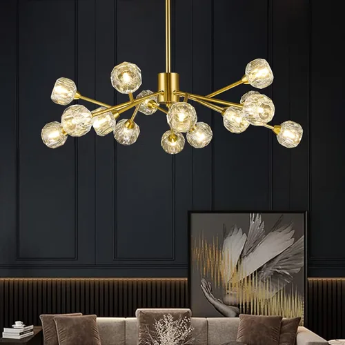 Miniatura 14 de Weesalife Sputnik - Candelabros para comedor sobre mesa, modernos candelabros de cristal, 6 luces negras para sala de estar, dormitorio, isla