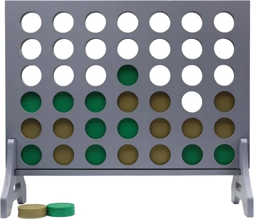 Miniatura 89 de Juego gigante 4 en una fila para familia y adultos – Tailgating Pros Jumbo de madera gris cuatro en una fila juego de patio para interiores