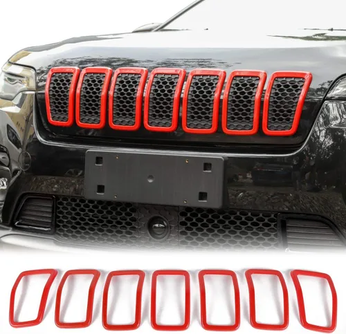 Miniatura 9 de JeCar Insertos de parrilla para Jeep Cherokee, insertos de rejilla delantera para Jeep Cherokee 2019-2025 (negro)