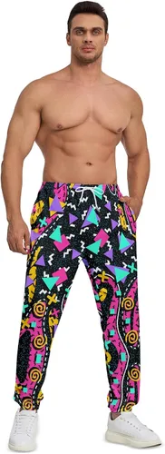 Miniatura 4 de INZVKJLU Pantalones deportivos para hombre, pantalones deportivos con estampado 3D, pantalones de entrenamiento con 2 bolsillos laterales