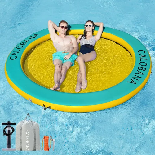 CALOBANA Anillo Flotante Redondo Inflable Hamaca de Agua Flotadores de Río de Alta Resistencia Flotadores de Lago para Adultos Plataforma de Isla