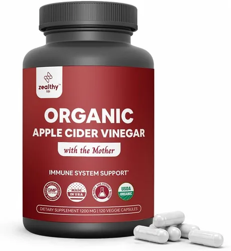 Vinagre de sidra de manzana orgánico con la madre - Cápsulas de 1200 mg para un bienestar óptimo, sin gluten, sin OMG, 120 cápsulas vegetales -