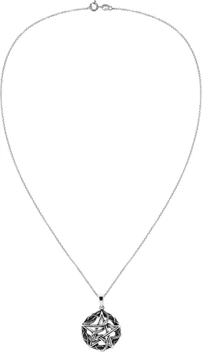 Miniatura 4 de AeraVida Collar con colgante de plata de ley 925 de pentagrama de serpiente entretejida Metal
