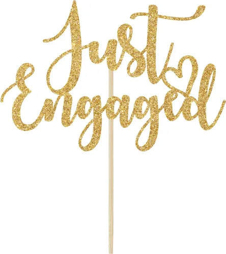 Miniatura 5 de Decoración de pastel Just Engaged para decoraciones de fiesta de compromiso, decoración de tartas con texto en inglés "We Engaged", decoración