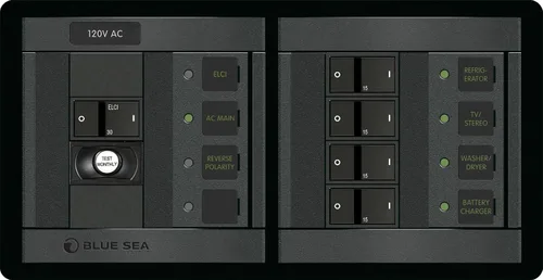 Blue Sea Systems 1193 ELCI Main 30A Doble Poste + 4 Posiciones Horizontal