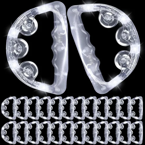 Miniatura 7 de Yunsailing Paquete de 24 panderetas con luz LED, juguetes de percusión de mano que brillan en la oscuridad, suministros de fiesta para adolescentes