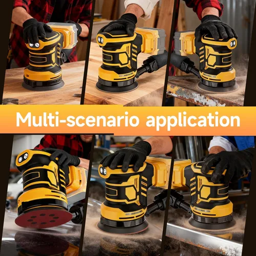 Miniatura 7 de Lijadora orbital aleatoria de 5 pulgadas, lijadora inalámbrica compatible con batería Dewalt de 20 V (sin batería), lijadora eléctrica sin