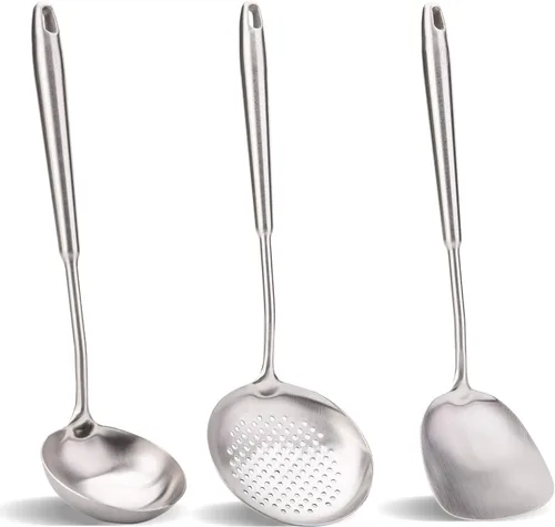 Espátula y cucharón de wok, juego de herramientas de cucharón de espumadera, juego de utensilios de cocina de wok chino, todos los utensilios de