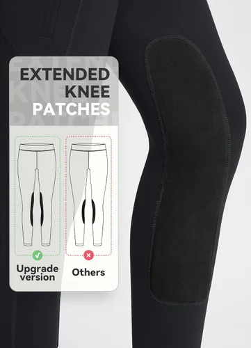 Miniatura 40 de baleaf Pantalones de equitación para niñas, pantalones ecuestres para niños, con parche en la rodilla, bolsillo con cremallera