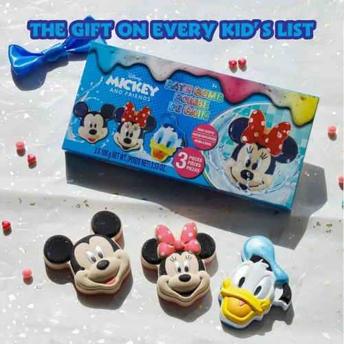Miniatura 9 de Bombas de baño de Mickey, Minnie y Pato Donald para niños, colores brillantes de arcoíris, con aroma a bayas, para niños de 3 años en adelante