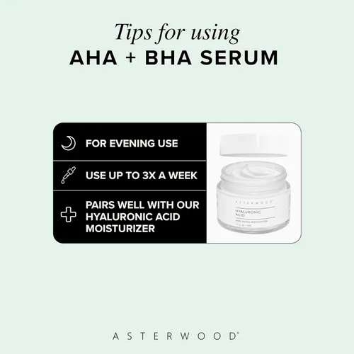 Miniatura 7 de Asterwood AHA + BHA suero (paquete de 4) - AHA (ácido láctico y ácido glicólico) - BHA (ácido salicílico) - Apoya la mejora de la hiperpigmentación