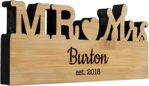 Miniatura 6 de Señal de Mr & Mrs. - Bambú o Acíclico. El regalo perfecto para bodas, inauguración de la casa, aniversario o simplemente porque regalo