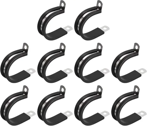 Miniatura 28 de uxcell Abrazadera de cable de 1/2 pulgada (0.472 in) de acero inoxidable 304 Abrazadera aislada acolchada de goma de acero inoxidable en forma de R